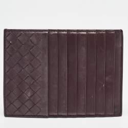 Bottega Veneta Dark Burgundy Intrecciato Leather Card Holder