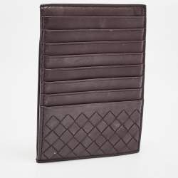 Bottega Veneta Dark Burgundy Intrecciato Leather Card Holder