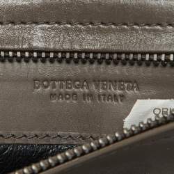 Bottega Veneta Grey Intrecciato Leather Zip Card Holder