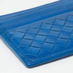 Bottega Veneta Blue Intrecciato Leather Card Holder