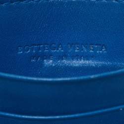 Bottega Veneta Blue Intrecciato Leather Card Holder