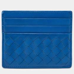 Bottega Veneta Blue Intrecciato Leather Card Holder