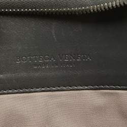 Pre Owned Bottega Veneta Dark Grey Intrecciato Leather Laptop Briefcase