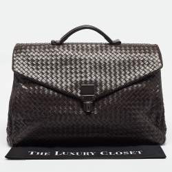 Bottega Veneta Choco Brown Intrecciato Leather Oversized Briefcase