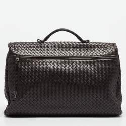 Bottega Veneta Choco Brown Intrecciato Leather Oversized Briefcase