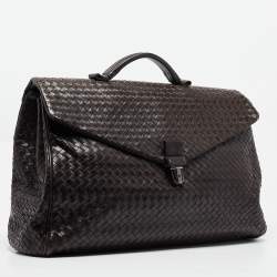 Bottega Veneta Choco Brown Intrecciato Leather Oversized Briefcase