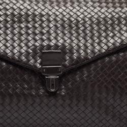 Bottega Veneta Choco Brown Intrecciato Leather Oversized Briefcase