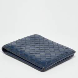 Bottega Veneta Blue Intrecciato Leather Bifold Wallet