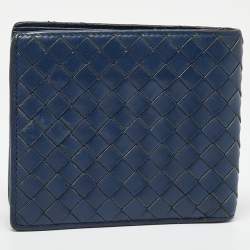 Bottega Veneta Blue Intrecciato Leather Bifold Wallet