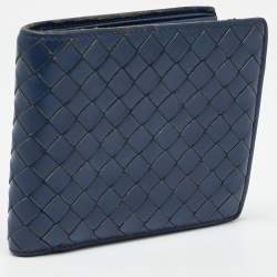 Bottega Veneta Blue Intrecciato Leather Bifold Wallet