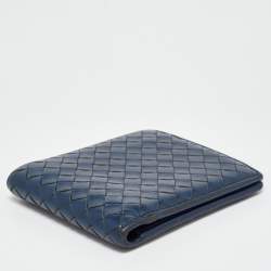 Bottega Veneta Blue Intrecciato Leather Bifold Wallet