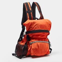 Bottega Veneta Orange Nylon Webbing Trimmed Shell Backpack