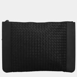 Bottega Veneta Black Intrecciato Leather Wristlet Clutch Bottega Veneta TLC