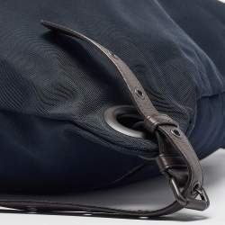 Bottega Veneta Navy Blue/Brown Intrecciato Leather and Nylon Flap Backpack