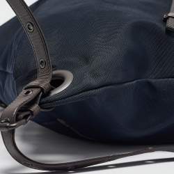 Bottega Veneta Navy Blue/Brown Intrecciato Leather and Nylon Flap Backpack