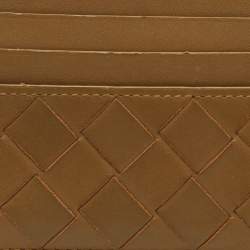 مملوكة مسبقًا Bottega Veneta Gold Intrecciato Leather Card Holder