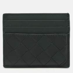 Bottega Veneta Green Intrecciato Leather Card Holder