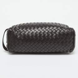 Bottega Veneta Dark Brown Intrecciato Leather Travel Pouch