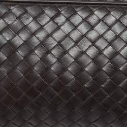 Bottega Veneta Dark Brown Intrecciato Leather Travel Pouch