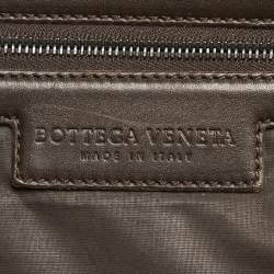 Bottega Veneta Dark Brown Intrecciato Leather Duffle Bag