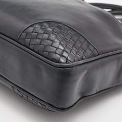 Pre Owned Bottega Veneta Black Intrecciato Leather Briefcase Bag