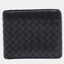 Bottega Veneta Dark Brown  Intrecciato Leather Bifold Wallet