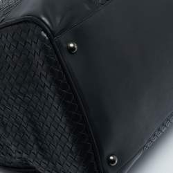 Pre Owned Bottega Veneta Black Intrecciato Leather Duffel Bag