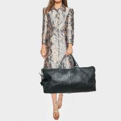 Pre Owned Bottega Veneta Black Intrecciato Leather Duffel Bag