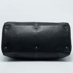 Pre Owned Bottega Veneta Black Intrecciato Leather Duffel Bag