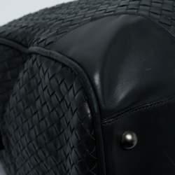 Pre Owned Bottega Veneta Black Intrecciato Leather Duffel Bag