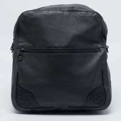 Bottega Veneta Dark Grey Leather and Ostrich Messenger Bag