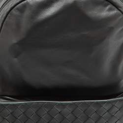 Pre Owned Bottega Veneta Grey Leather Intrecciato Pocket Backpack