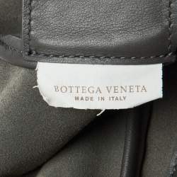 Pre Owned Bottega Veneta Grey Leather Intrecciato Pocket Backpack