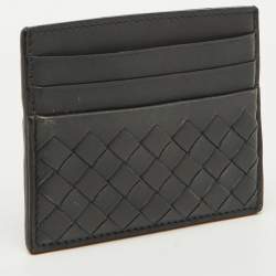 Bottega Veneta Dark Grey Intrecciato Leather Card Case