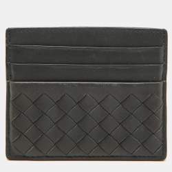 Bottega Veneta Dark Grey Intrecciato Leather Card Case