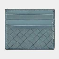 Bottega Veneta Light Blue Intrecciato Leather Card Holder