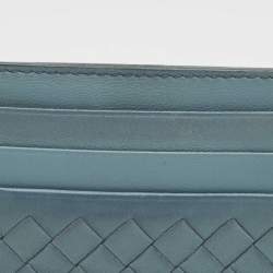 Bottega Veneta Light Blue Intrecciato Leather Card Holder