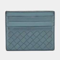 Bottega Veneta Light Blue Intrecciato Leather Card Holder
