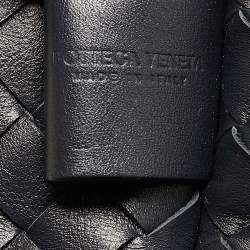 Pre Owned Bottega Veneta Navy Blue Intrecciato Leather Small Backpack