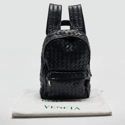Pre Owned Bottega Veneta Navy Blue Intrecciato Leather Small Backpack