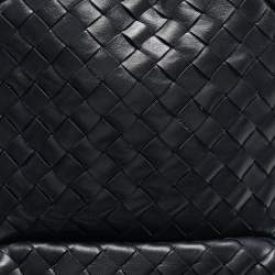 Pre Owned Bottega Veneta Navy Blue Intrecciato Leather Small Backpack
