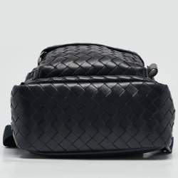 Pre Owned Bottega Veneta Navy Blue Intrecciato Leather Small Backpack