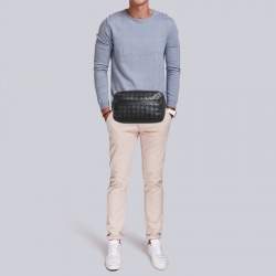 Bottega Veneta Dark Blue Intrecciato Leather Belt Bag