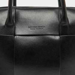 Bottega Veneta Black Intrecciato Leather Arco Briefcase
