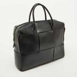 Bottega Veneta Black Intrecciato Leather Arco Briefcase