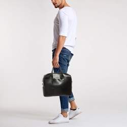 Bottega Veneta Black Intrecciato Leather Arco Briefcase