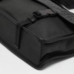 Bottega Veneta Black/Grey Intrecciato Leather and Nylon Messenger Bag