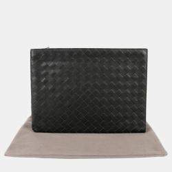 Bottega Veneta  Intrecciato Leather Half Zipper Pouch