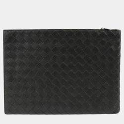 Bottega Veneta  Intrecciato Leather Half Zipper Pouch