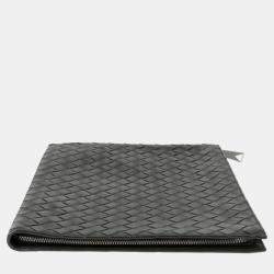 Bottega Veneta  Intrecciato Leather Half Zipper Pouch